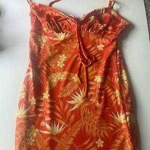 Orange mini dress tropical style